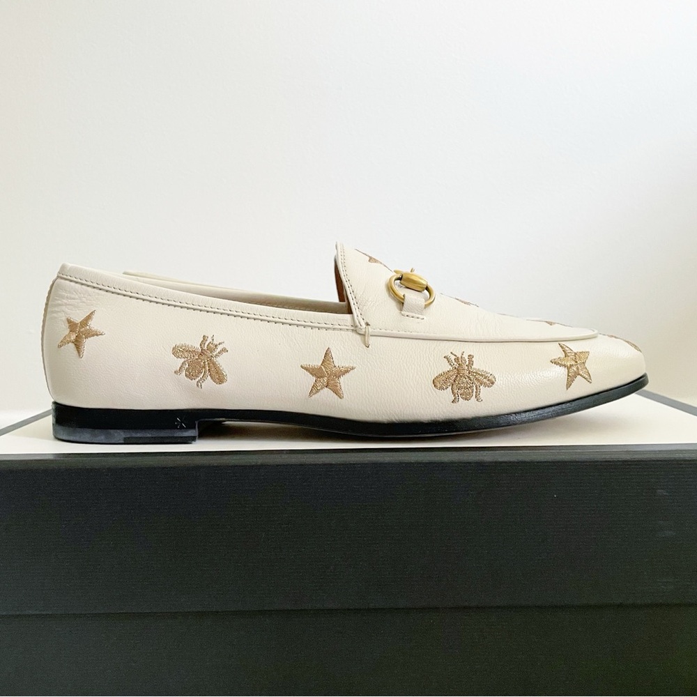 Gucci Bee Star Embroidered Leather Loafer White
Gold size 36.5 NEW - Picture 2 of 9